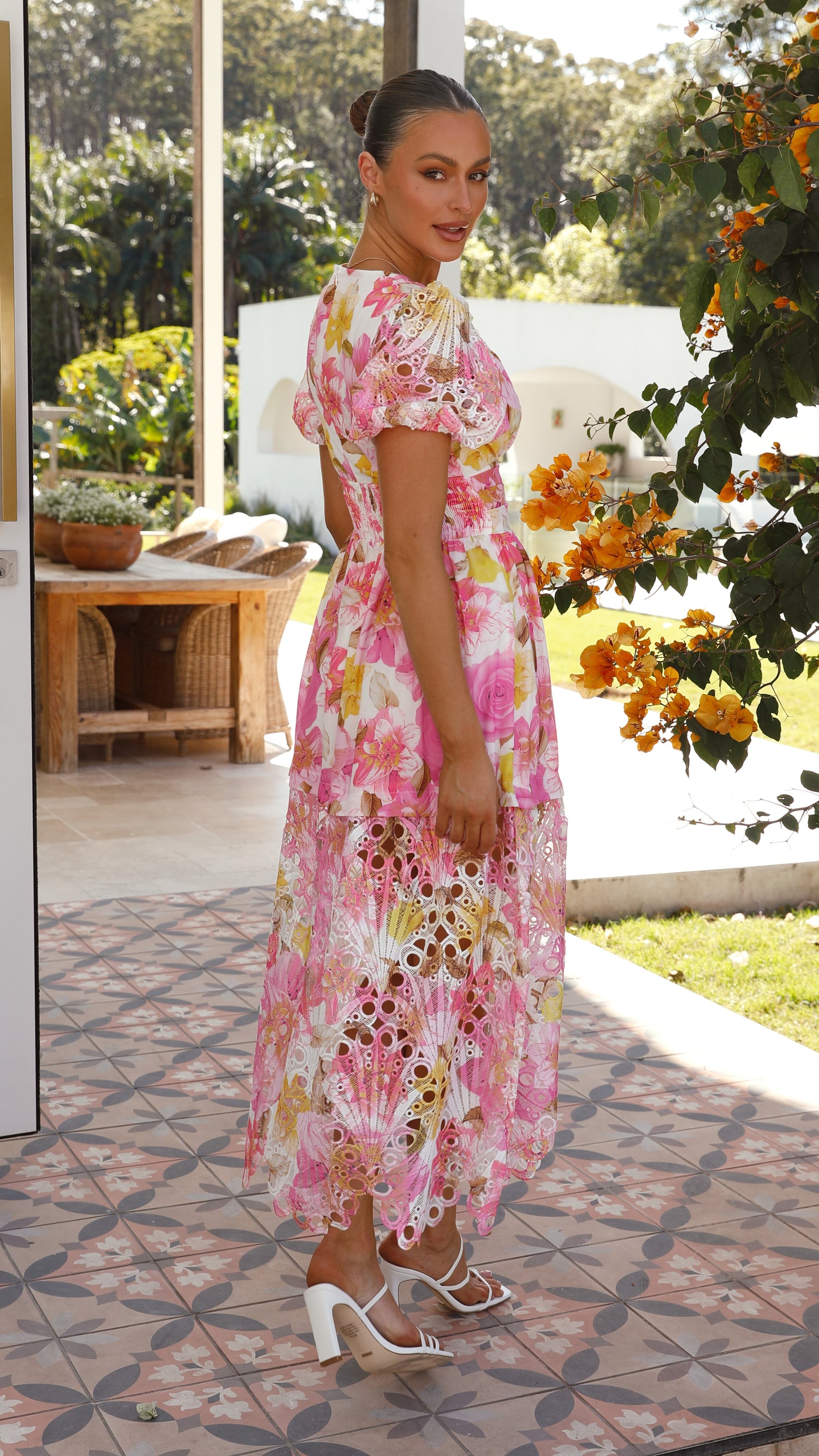 Solana Midi Dress - Pink Floral - Billy J