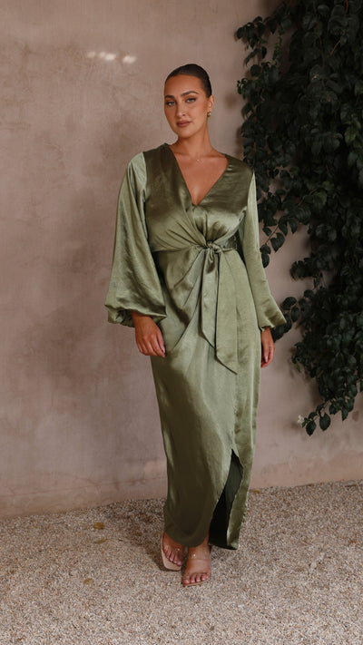 Load image into Gallery viewer, Naomi Long Sleeve Maxi Dress - Olive
