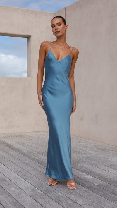 Load image into Gallery viewer, Gisella Maxi Dress - Steel Blue - Billy J
