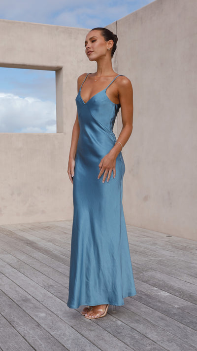 Load image into Gallery viewer, Gisella Maxi Dress - Steel Blue - Billy J
