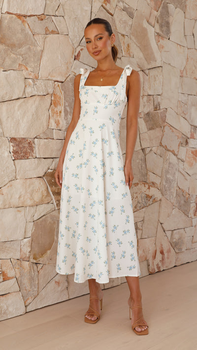 Load image into Gallery viewer, Carmilla Midi Dress - Blue Floral
