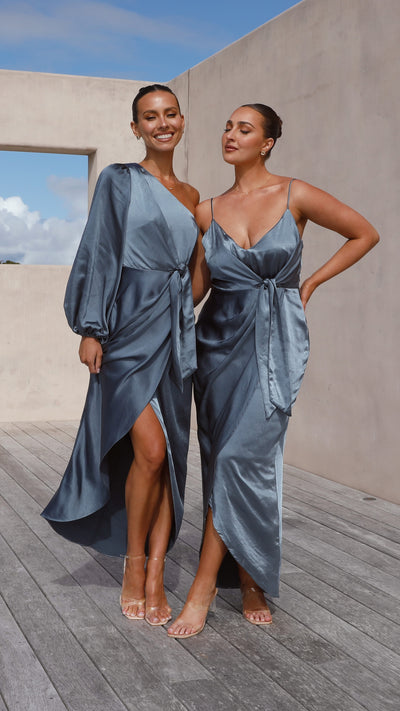 Load image into Gallery viewer, Heidi One Shoulder Maxi Dress - Slate Blue - Billy J
