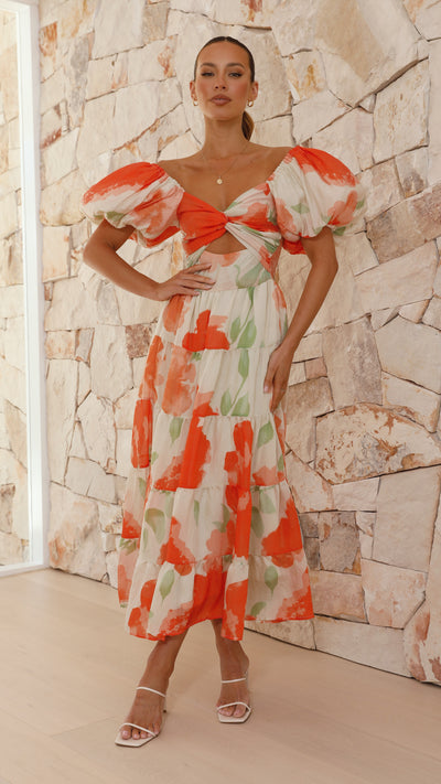 Load image into Gallery viewer, Coral Maxi Dress - Orange Floral - Billy J

