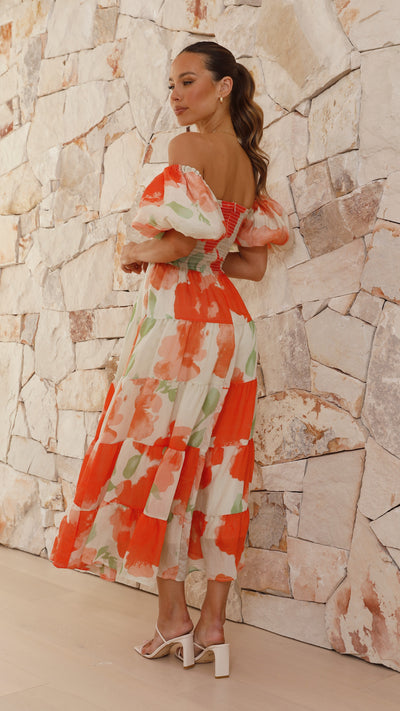 Load image into Gallery viewer, Coral Maxi Dress - Orange Floral
