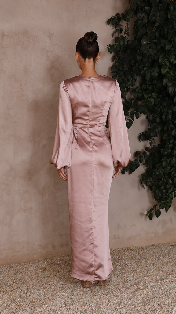 Naomi Long Sleeve Maxi Dress - Dusty Pink