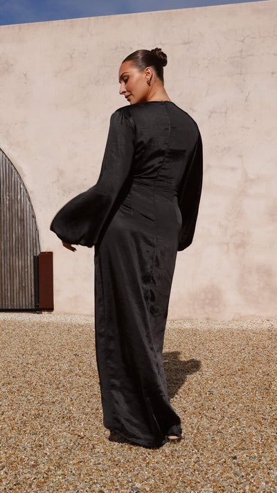 Load image into Gallery viewer, Naomi Long Sleeve Maxi Dress - Black
