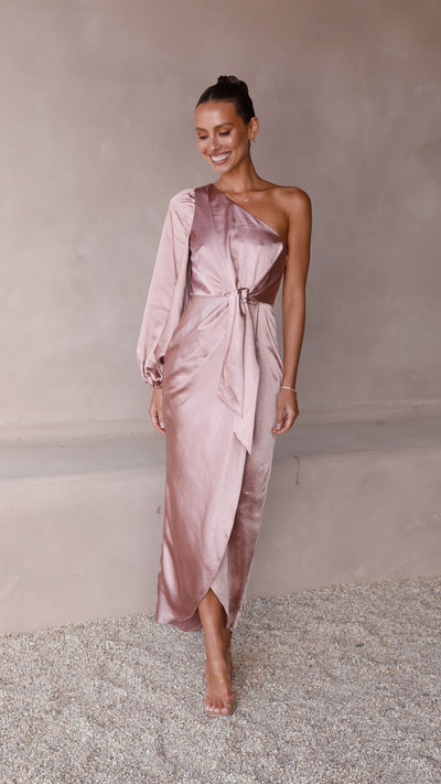 Load image into Gallery viewer, Heidi One Shoulder Maxi Dress - Dusty Pink - Billy J
