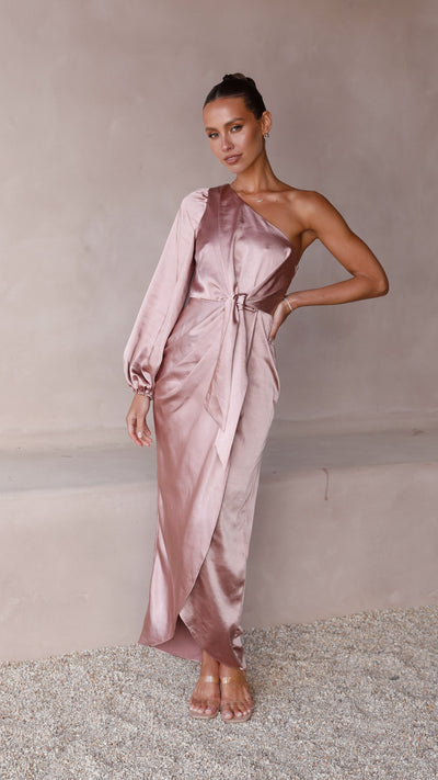 Load image into Gallery viewer, Heidi One Shoulder Maxi Dress - Dusty Pink - Billy J
