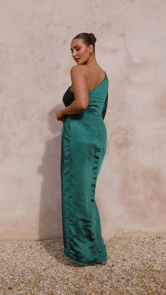 Heidi One Shoulder Maxi Dress - Emerald - Billy J