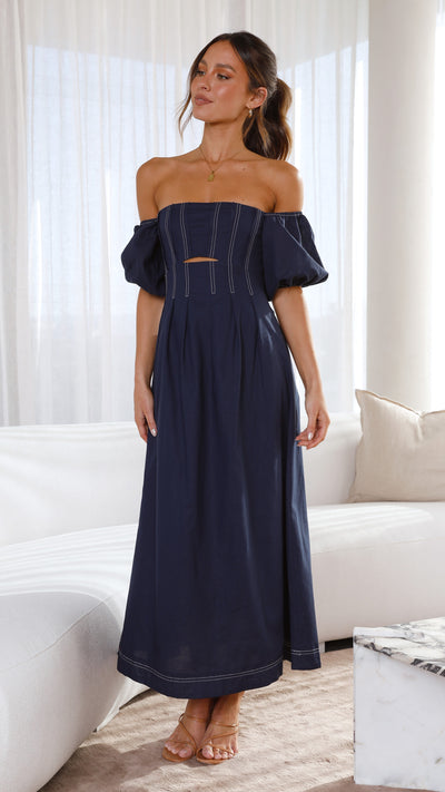 Load image into Gallery viewer, Claira Midi Dress - Navy - Billy J
