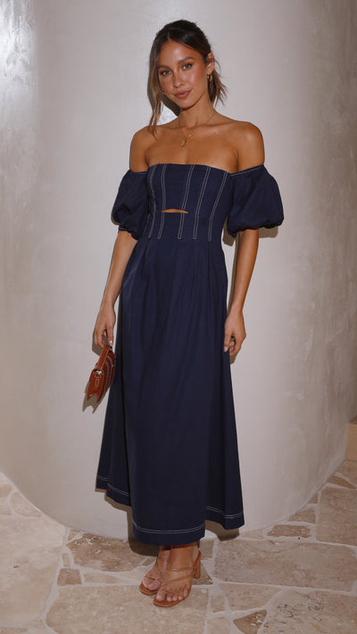 Load image into Gallery viewer, Claira Midi Dress - Navy - Billy J

