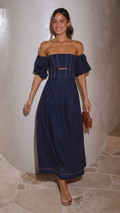 Load image into Gallery viewer, Claira Midi Dress - Navy
