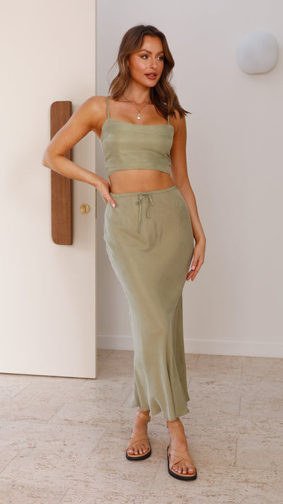 Load image into Gallery viewer, Whitney Maxi Skirt - Sage Cupro
