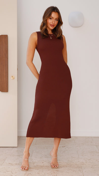 Load image into Gallery viewer, Delilah Knit Maxi Dress - Chocolate
