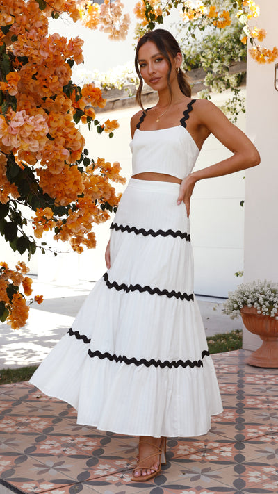 Load image into Gallery viewer, Lys Top and Maxi Skirt Set - White - Billy J
