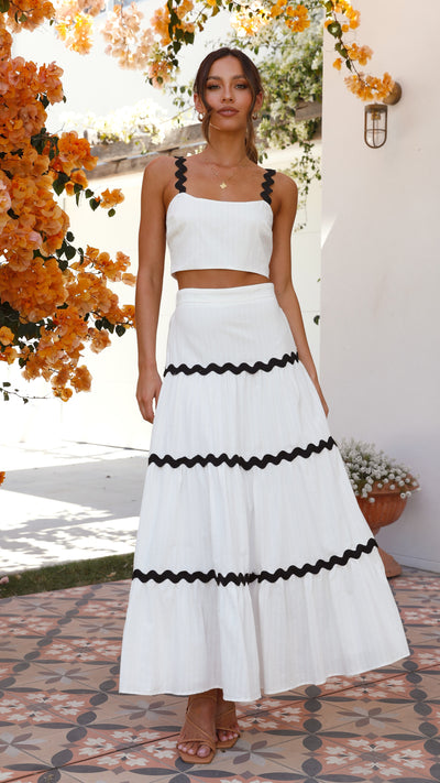 Load image into Gallery viewer, Lys Top and Maxi Skirt Set - White - Billy J
