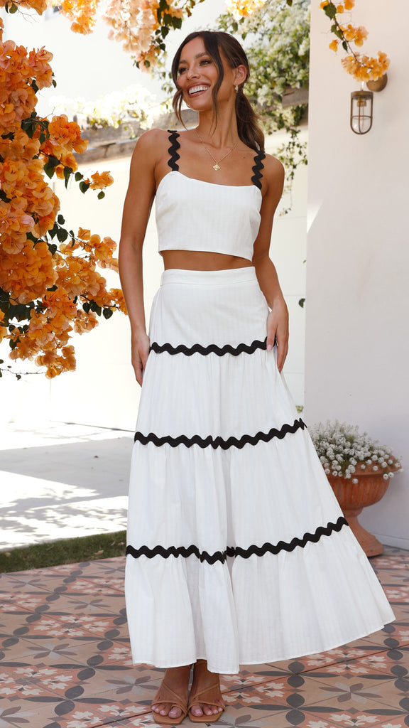 Lys Top and Maxi Skirt Set - White - Billy J