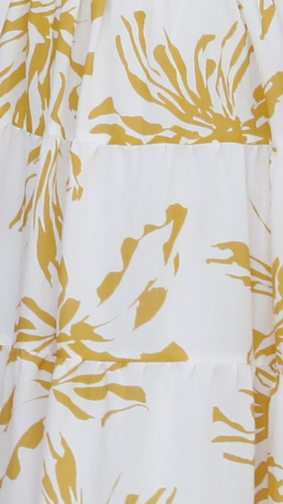 Load image into Gallery viewer, Adena Maxi Dress - Mustard/White Floral - Billy J
