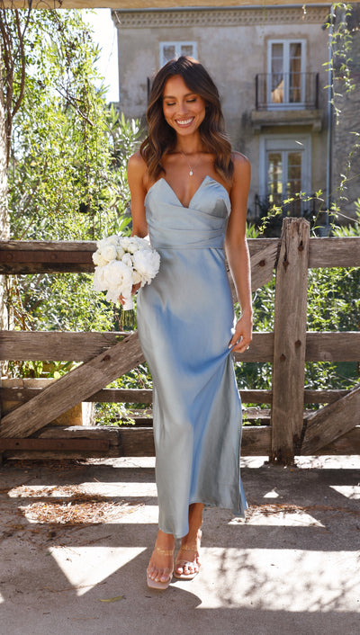 Load image into Gallery viewer, Valerie Maxi Dress - Blue - Billy J
