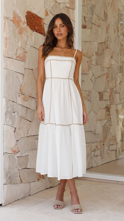 Load image into Gallery viewer, Baina Midi Dress - White / Beige
