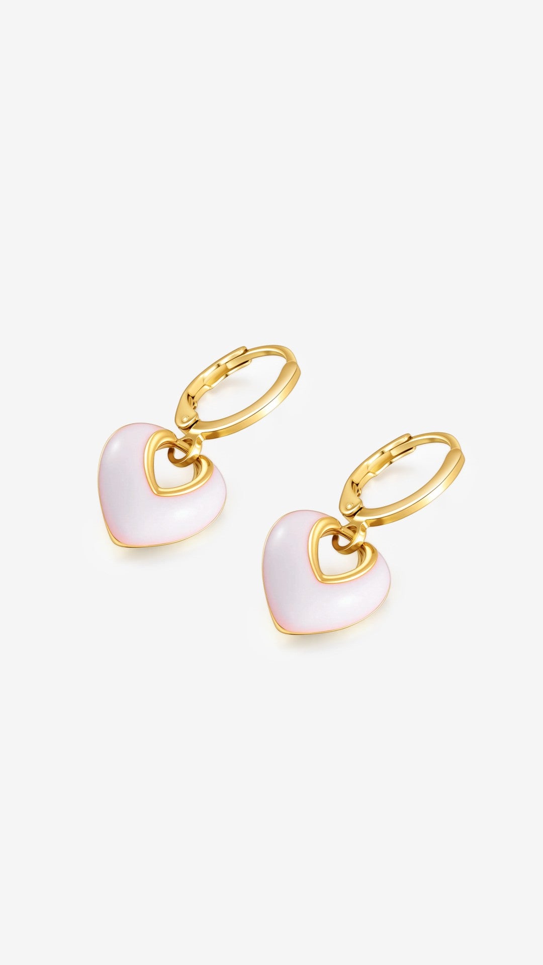 Jules Heart 18K Gold Plated Earrings - White - Billy J