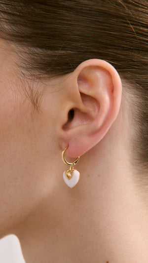 Jules Heart 18K Gold Plated Earrings - White - Billy J