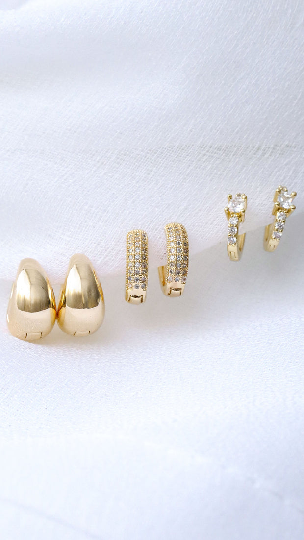 Duet 18K Gold Plated Earring Set - Gold - Billy J