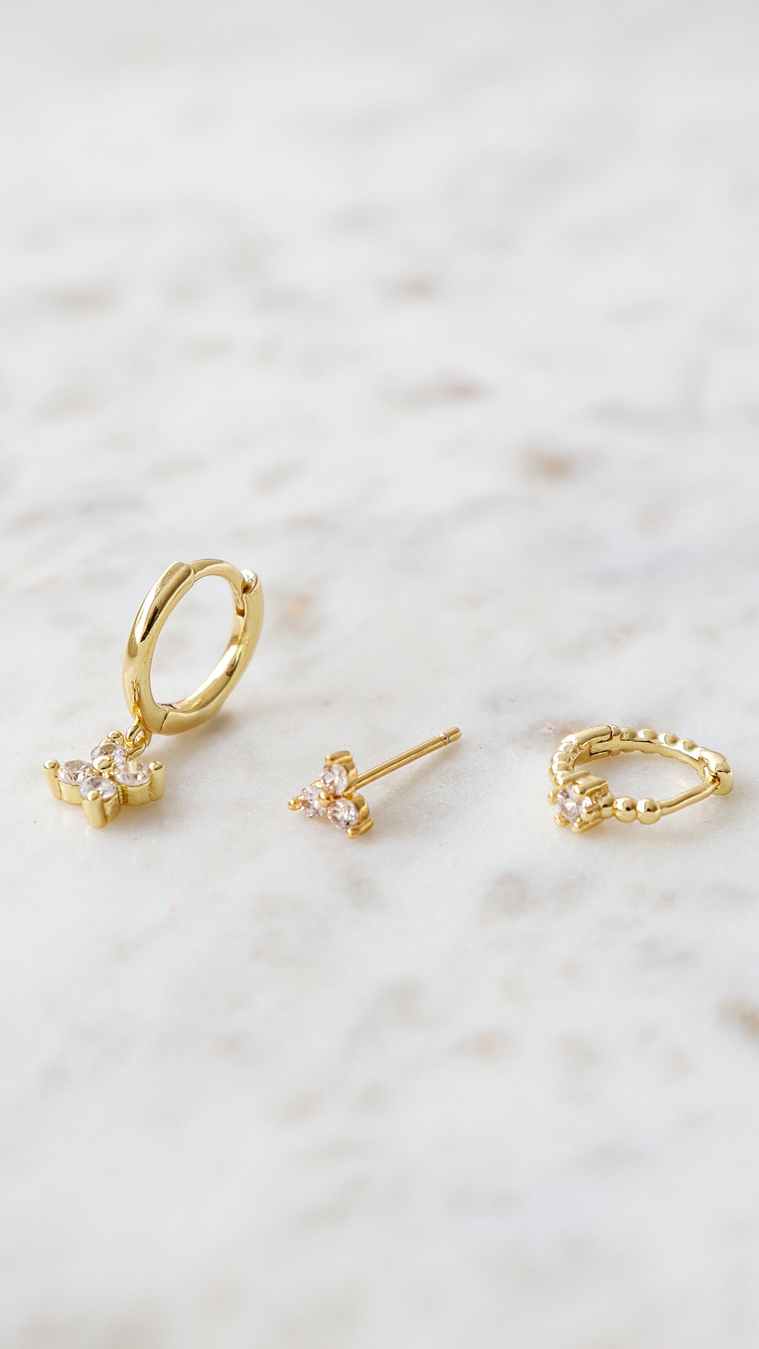Celin Gold Stacker Earring Set - Gold - Billy J