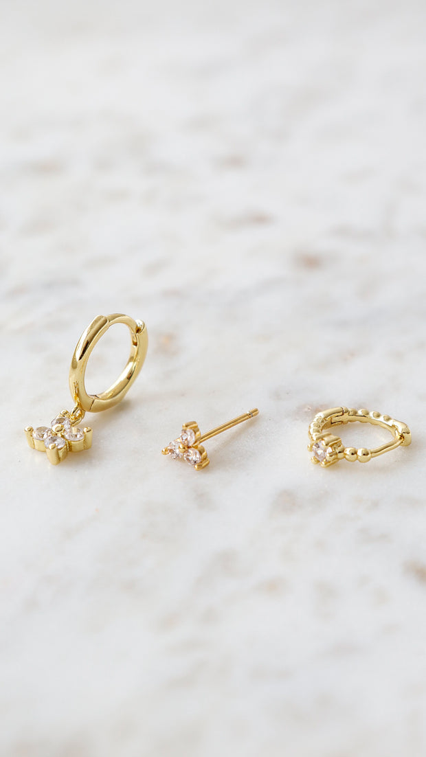 Celin Gold Stacker Earring Set - Gold - Billy J