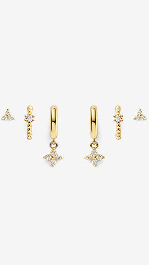 Celin Gold Stacker Earring Set - Gold - Billy J