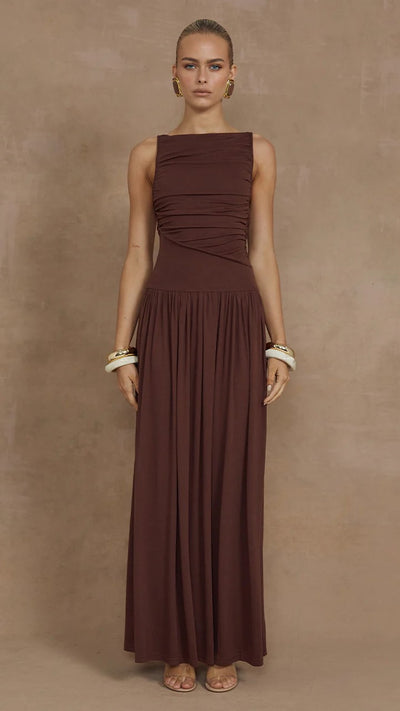 Load image into Gallery viewer, Nalla Maxi Dress - Brown - Billy J
