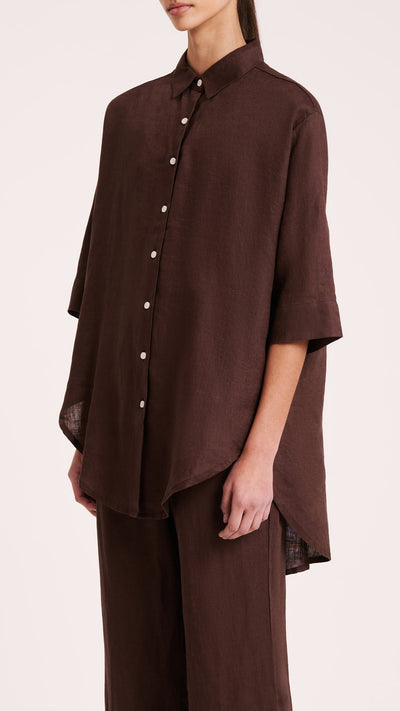 Load image into Gallery viewer, Lounge Linen Longline Shirt - Chico
