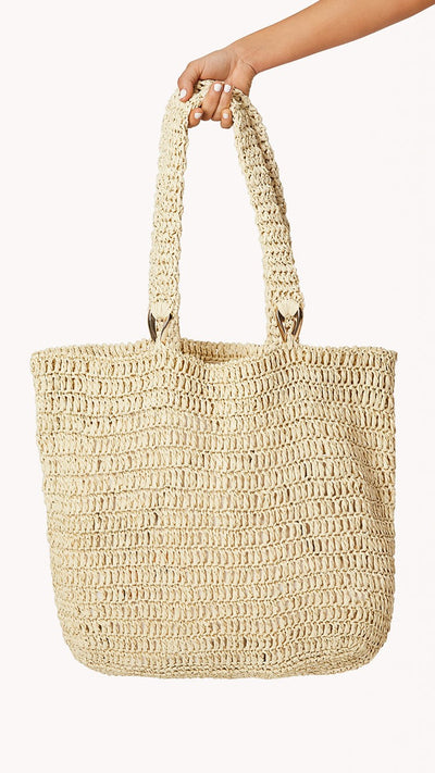 Load image into Gallery viewer, Ocean Tote Bag - Natural Raffia
