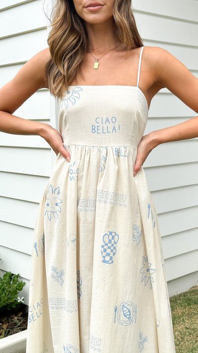 Load image into Gallery viewer, Yair Maxi Dress - Blue / Beige Ciao Bella
