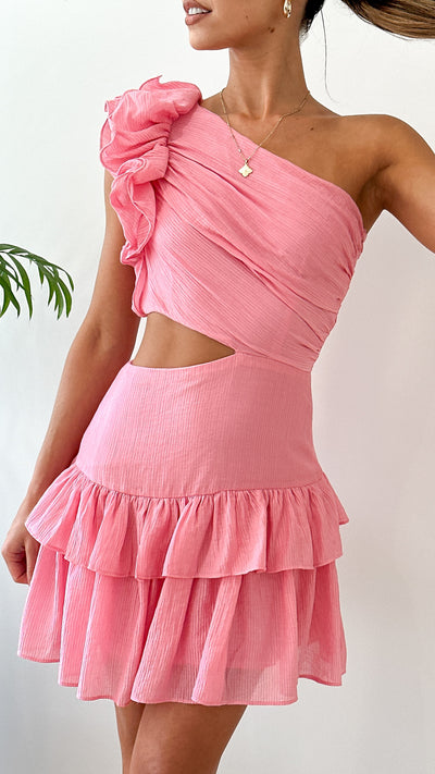 Load image into Gallery viewer, Addo Ruffle Mini Dress - Pink
