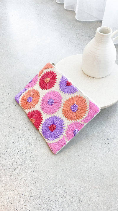 Load image into Gallery viewer, Flower Lover Zip Top Clutch - Multi
