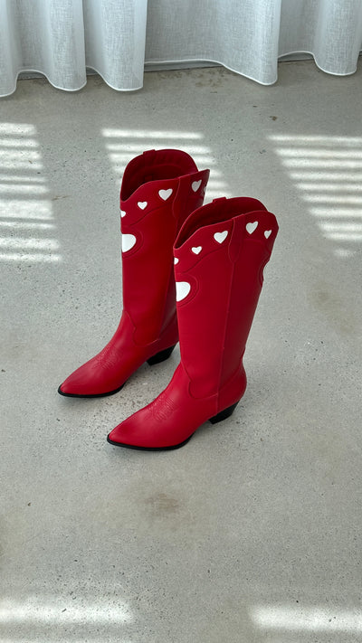 Load image into Gallery viewer, Velma Boots - Scarlet-White - Billy J
