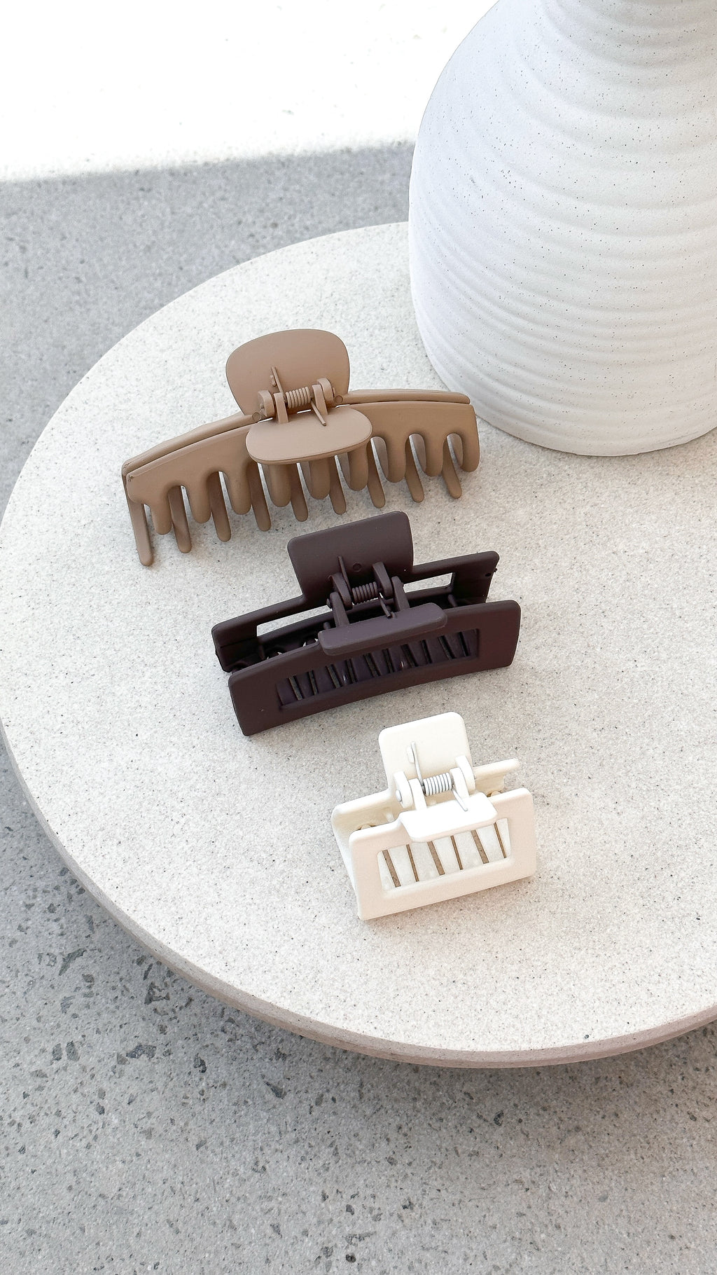 Larna 3 Pack Claw Clips - Brown/Latte/Cream
