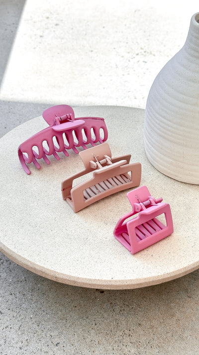 Load image into Gallery viewer, Larna 3 Pack Claw Clips - Pink/Beige
