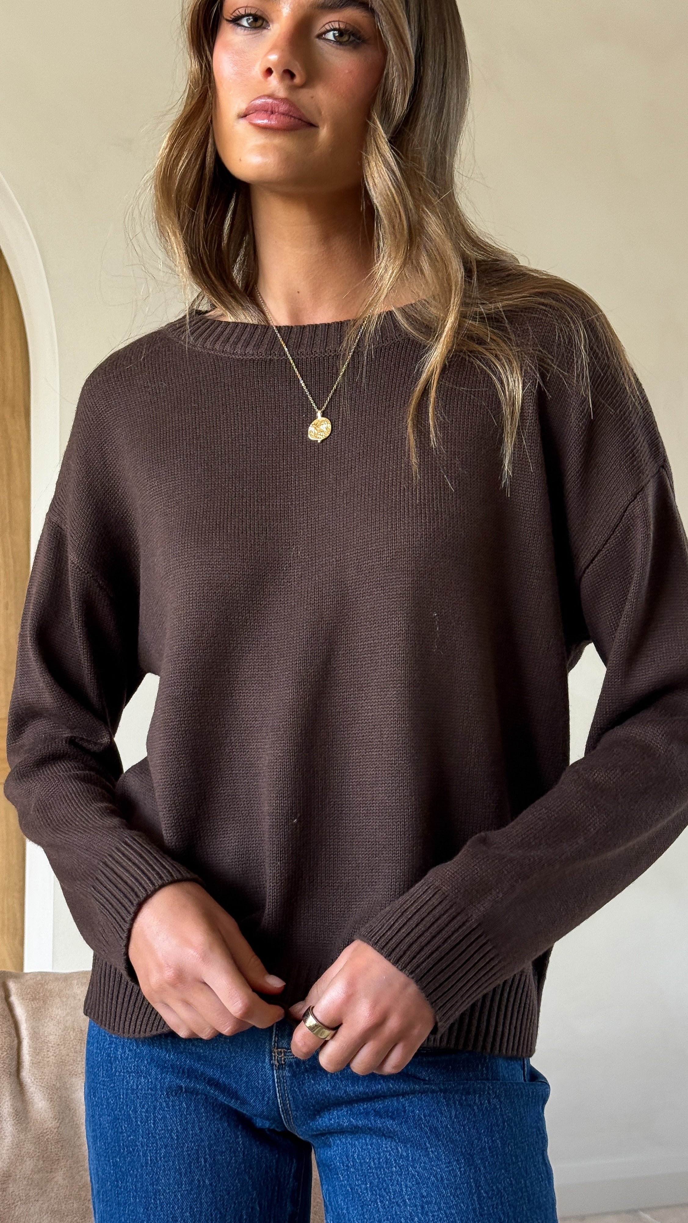 Victoria Long Sleeve Top - Chocolate - Billy J