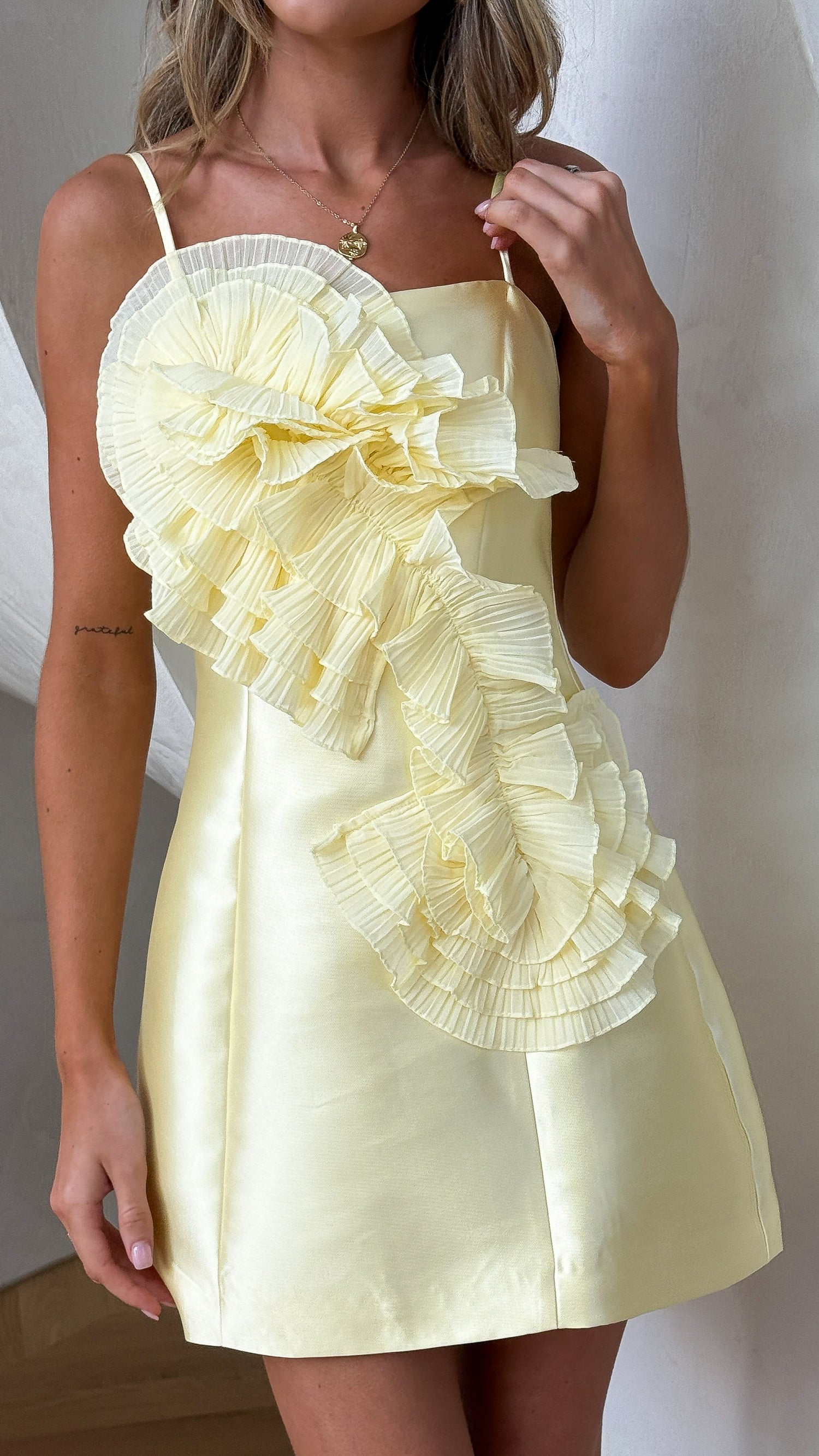 Aisha Mini Dress - Lemon - Billy J