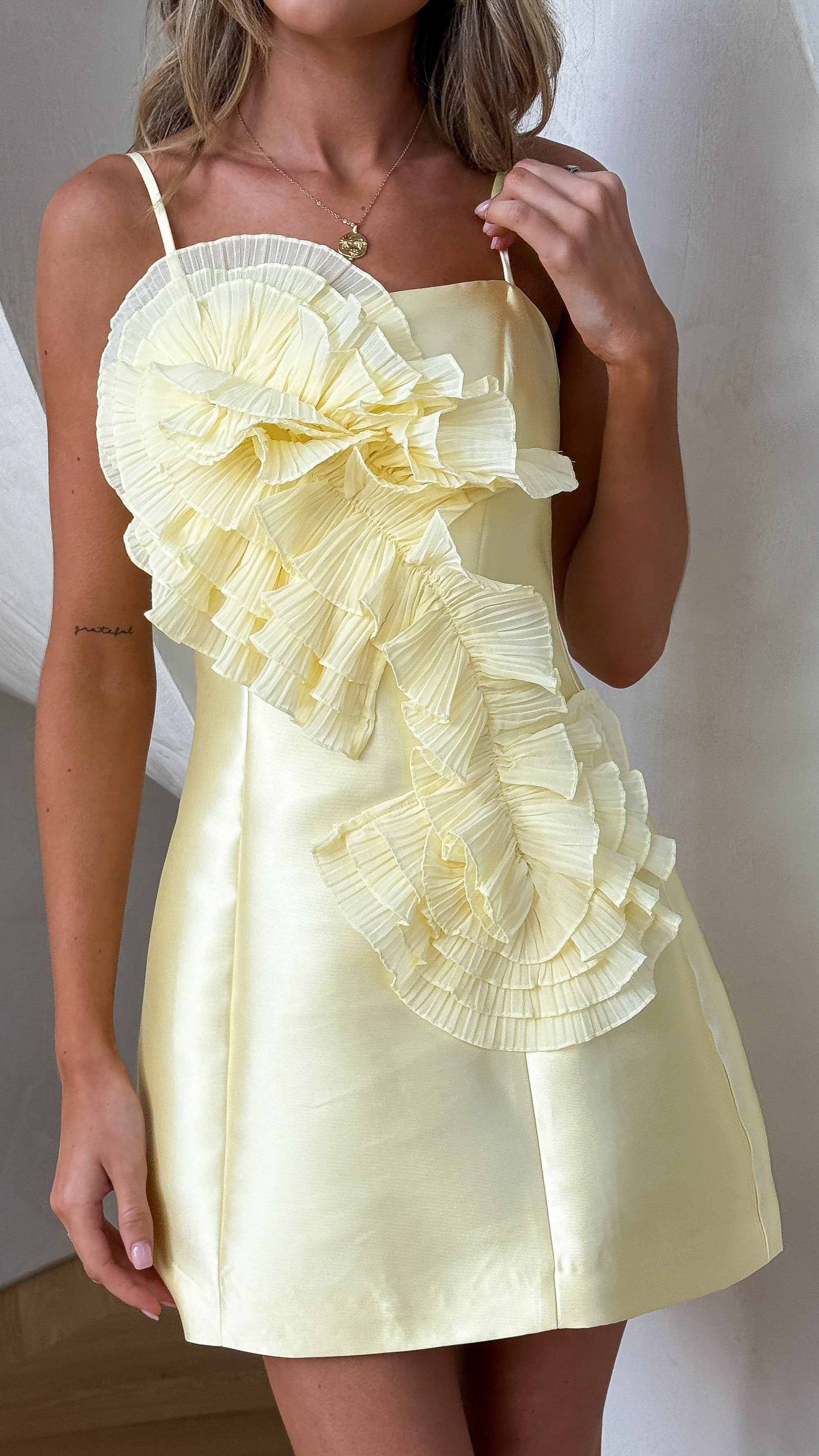Aisha Mini Dress - Lemon - Billy J