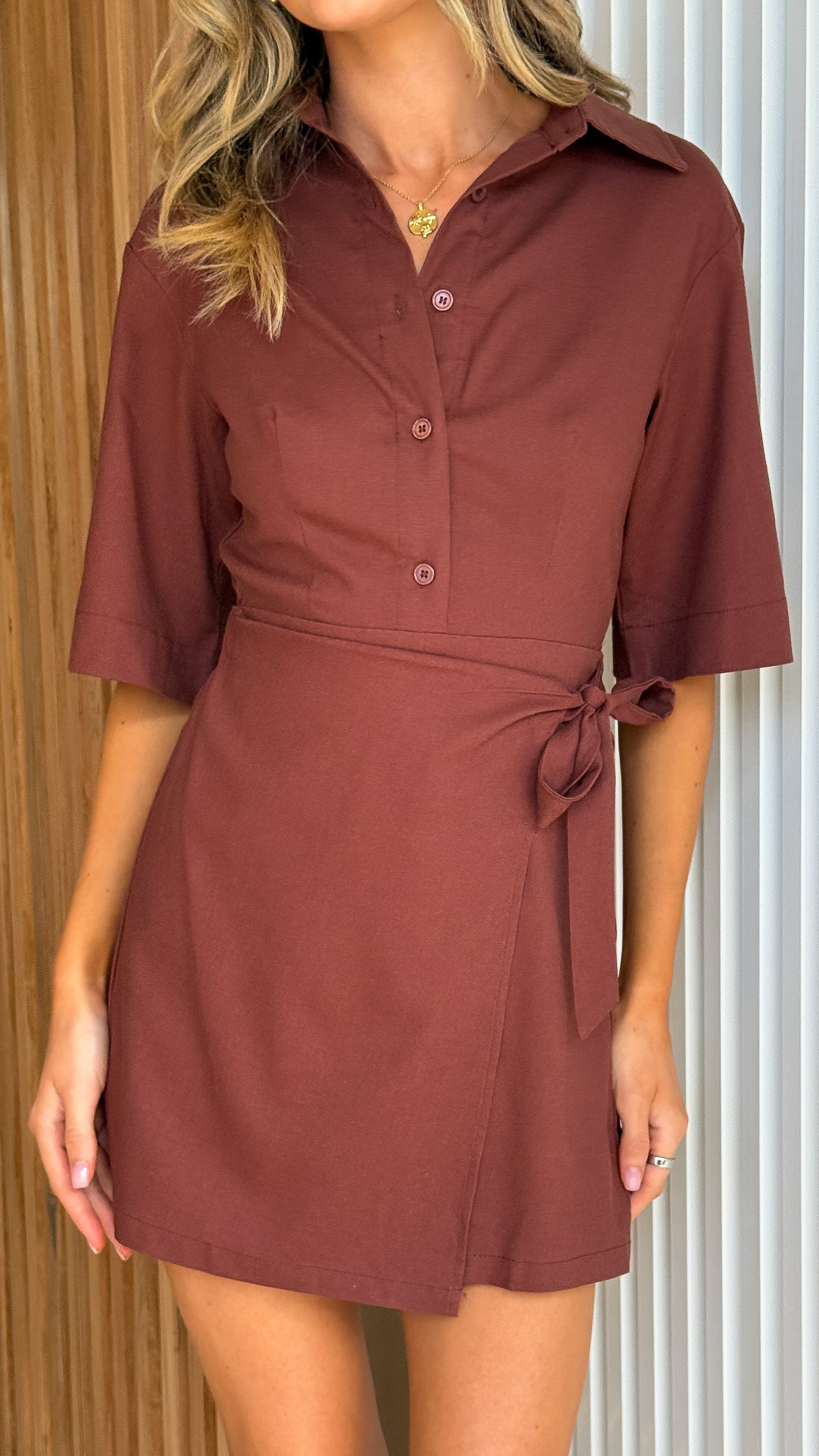 Bryce Wrap Playsuit - Chocolate - Billy J