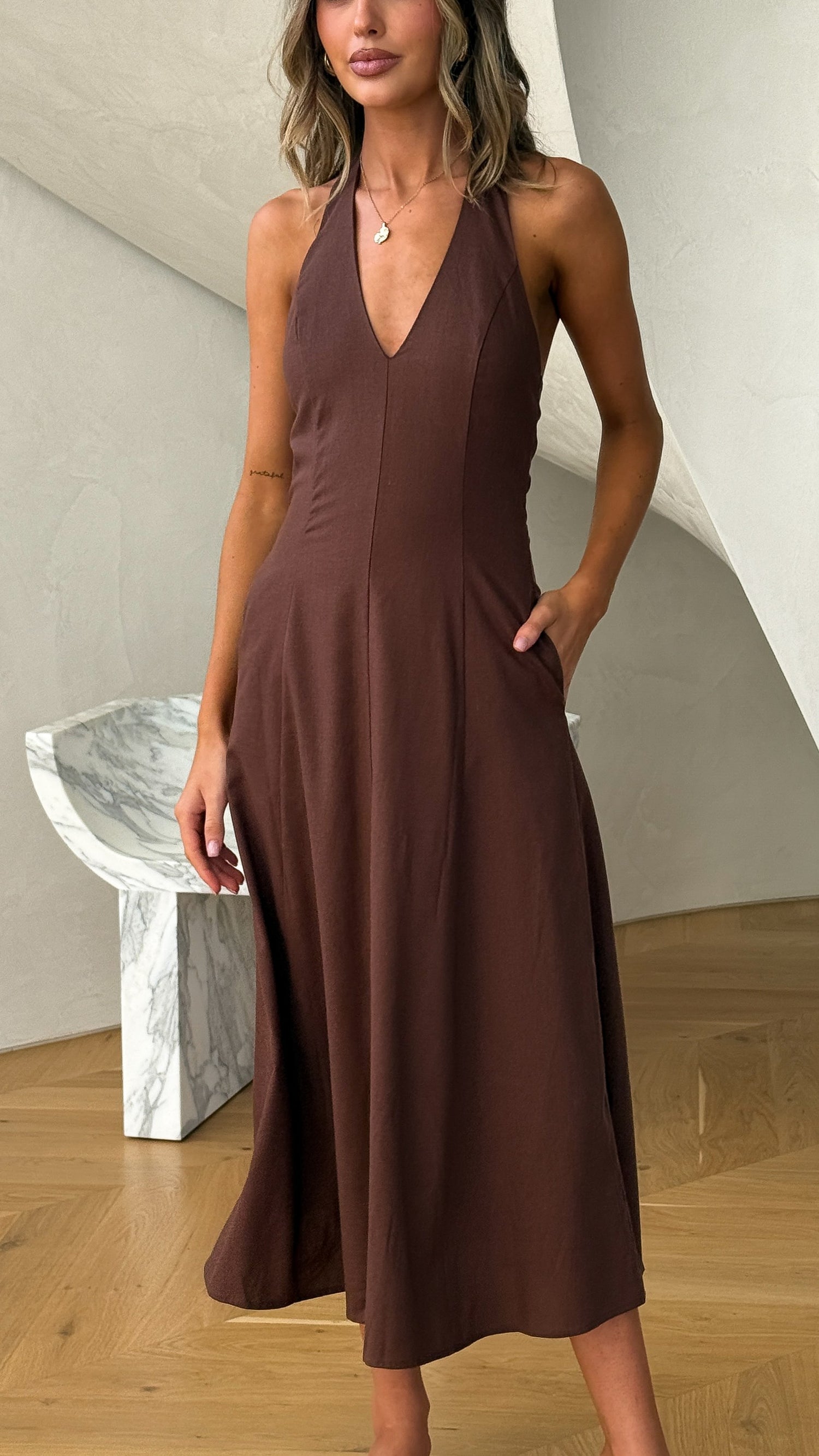 Chandler Midi Dress - Chocolate - Billy J