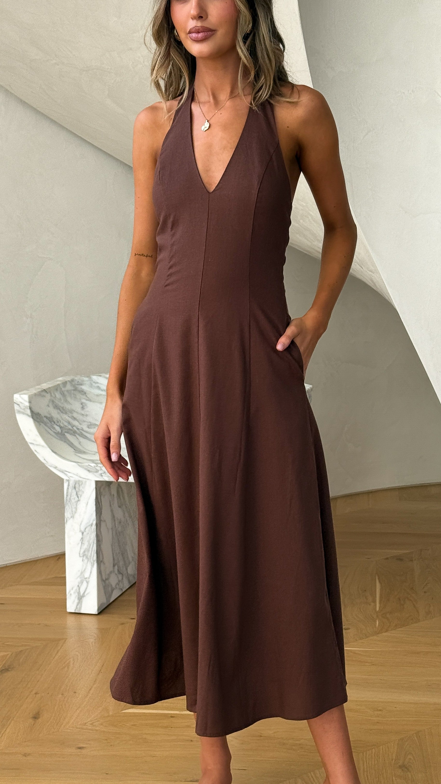 Chandler Midi Dress - Chocolate - Billy J