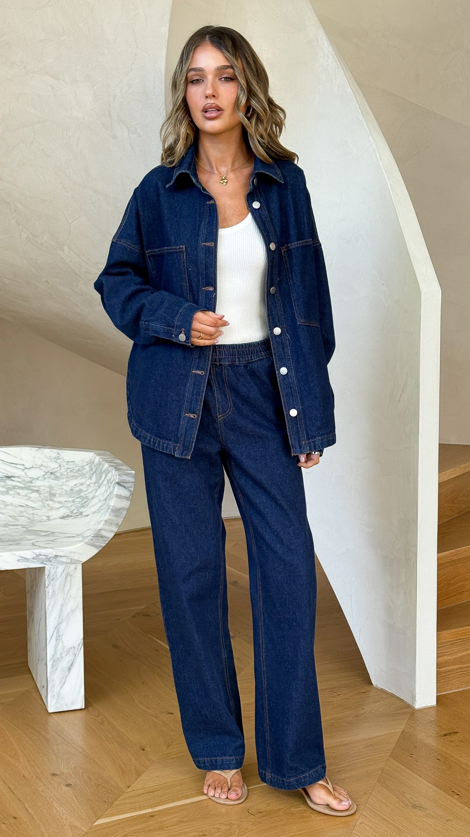 Zina Denim Pants - Dark Blue - Billy J