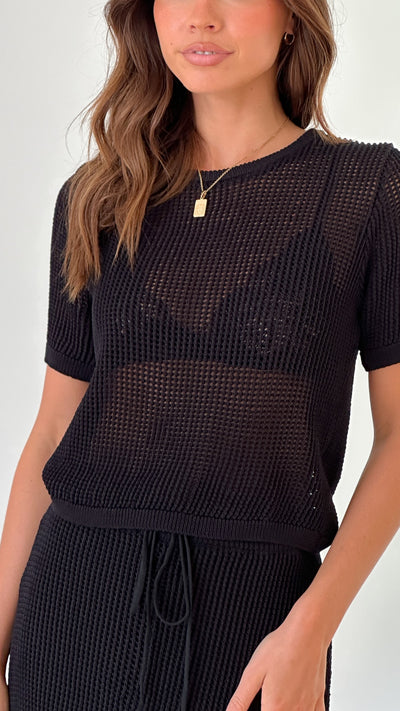 Load image into Gallery viewer, Dacian Knit Top - Black - Billy J
