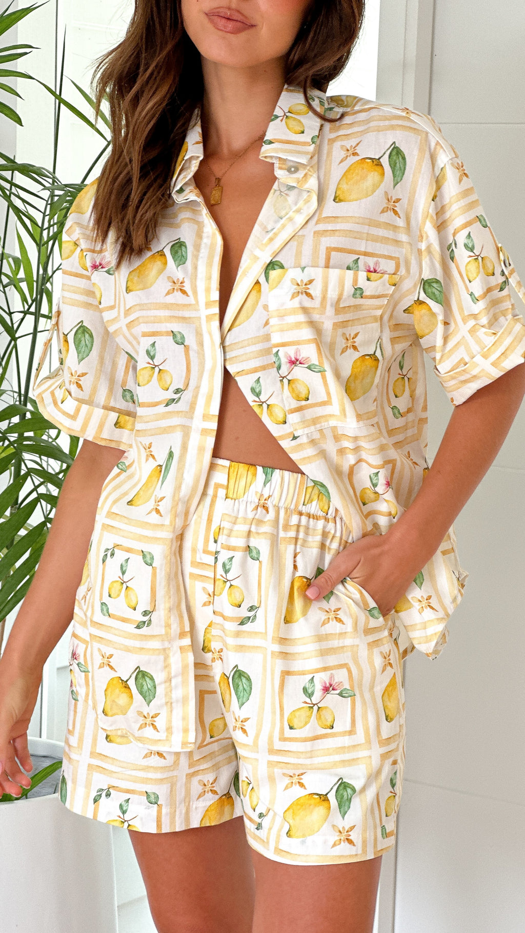 Abey Button Up Shirt and Shorts Set - Lemons and Love - Billy J