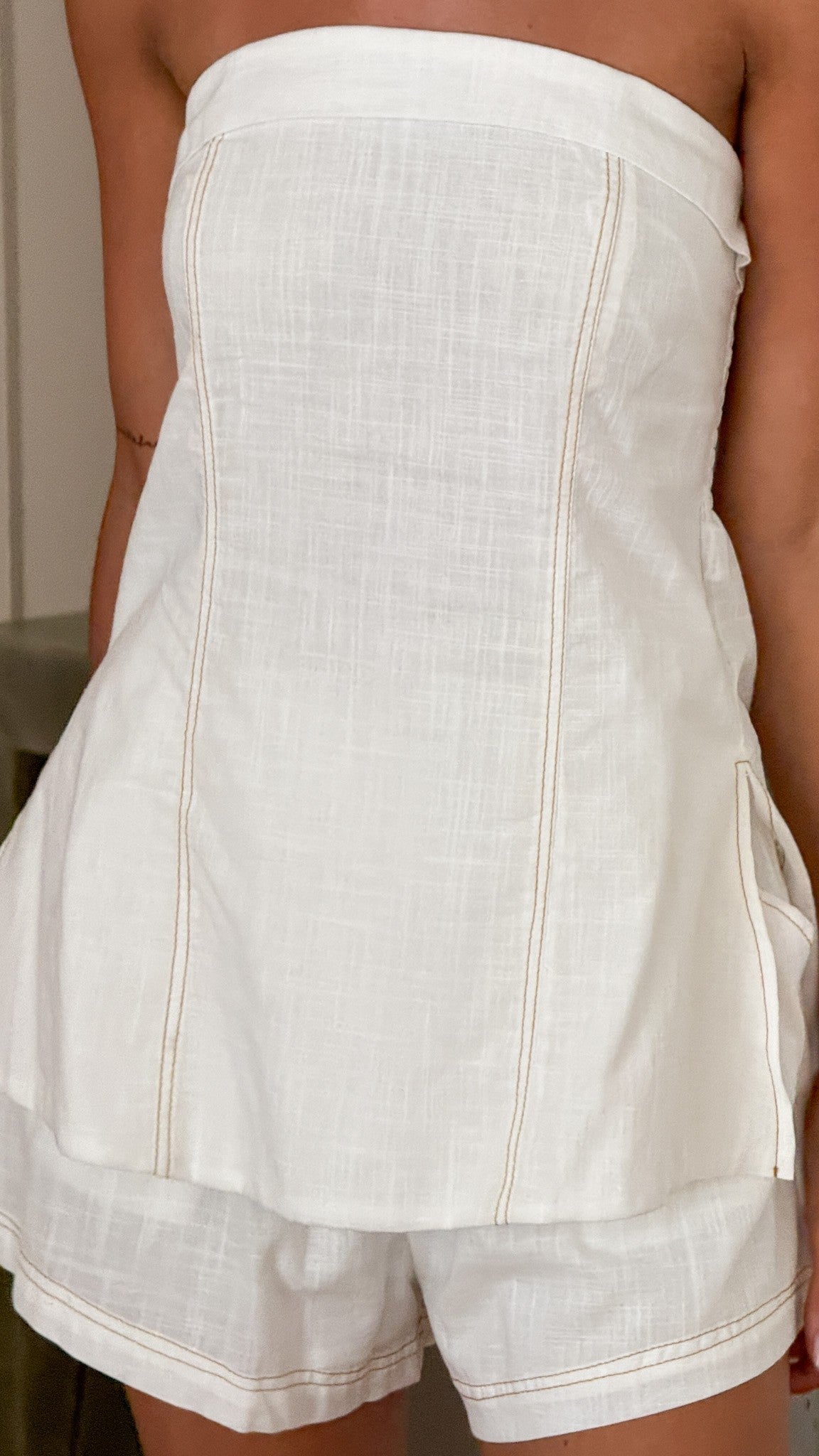 Sapphira Strapless Top and Shorts Set - White - Billy J