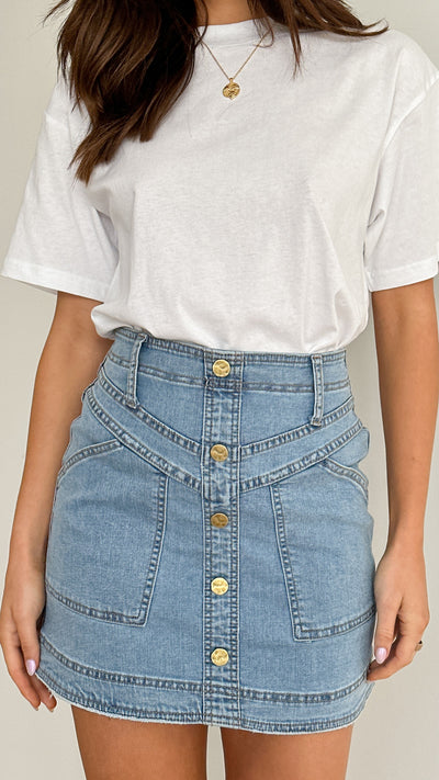 Load image into Gallery viewer, Lucilla Mini Skirt - Blue Denim
